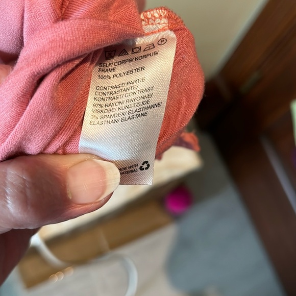 H Halston Blush colored top  2 contrasting fabrics /waistline tie Scoopneck Sz S - Picture 12 of 12